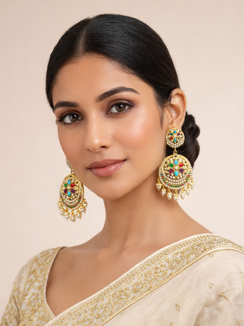 Navratna Jadau Earrings