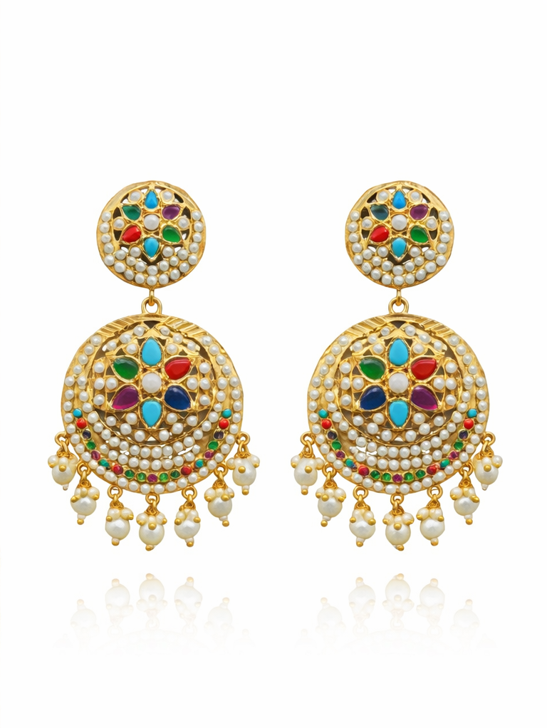 Navratna Jadau Earrings