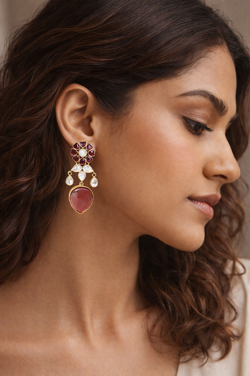 Ruby Blossom Jadau Drops